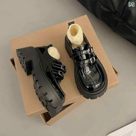 革靴 レディース 学生 通学 通勤 英国 小さい 春 黒 百 スカート 厚底 ローファー jk 靴