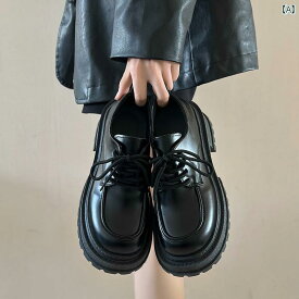 レディース シューズ 英国 小さい 革靴 春 黒 カレッジ レトロ 厚底 靴 スカート
