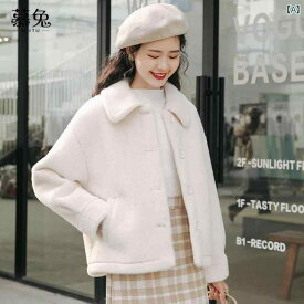 レディース ファッション シック 厚手子羊 ぬいぐるみ ショート スモール コート 女性 秋冬 韓国 ファー ワンピース ジャケット