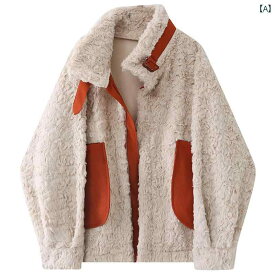 レディース ファッション ラムウール コート 小さい 女性 韓国 ルース ファー ワンピース 厚手 暖かい ショート コットンコート