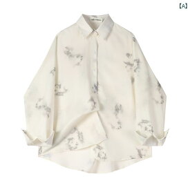 レディース ファッション 中華風 優しい 絞り染め 女性 シャツ ジャケット 春夏 フランス ユニーク 美しい 白い トップス