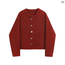 レディース ファッション ハイエンド おしゃれ セーター 赤い コート 女性 冬 干支 シャツ