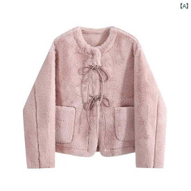 レディース ファッション ピンク ファー オール イン ワン ジャケット ベルベット 厚手 ゆったり 暖かい コットン 服