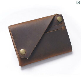 財布 レザー ショート ウォレット 小さい 革 折りたたみ 厚手 牛革 耐久性 レトロ カジュアル ショート バッグ
