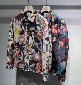 メンズ トップス 柄シャツ レトロ プリント 長袖 シャツ 男性 秋 ファッション カジュアル 花柄 シャツ ジャケット