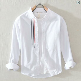メンズ トップス シャツ シンプル 無地 シャツ 長袖 和風 ハイエンド ピンク シャツ 韓国 ホワイト 爽か シャツ