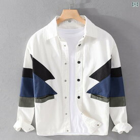メンズ トップス シャツ シンプル 爽か トップス ジャケット ゆったり カジュアル ワークウェア 綿 カラーマッチング 春 シャツ ジャケット