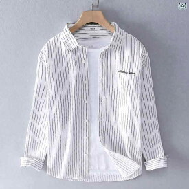 メンズ トップス シャツ 長袖 ストライプシャツ カジュアル ファッション トップス 芸術的 綿 シャツ ジャケット