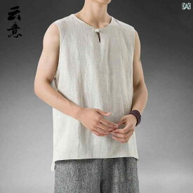 メンズ ファッション 中華風 リネン ベスト 夏 薄手 チョッキ ゆったり 大きいサイズ ベスト アンダー シャツ レトロ 唐 ジャケット