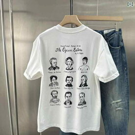 T シャツ メンズ トップス 夏 バック キャラクター プリント ラウンドネック 半袖 シャツ 男性用 アメリカン カジュアル コットン 半袖 シャツ