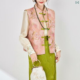 レディース ファッション 唐 スーツ 女性 中国 ベスト 春 若々しい ベスト ノースリーブトップス