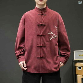 メンズ トップス 中華風 かっこいい 唐装 春秋 紳士服 レトロ チュニック スーツ 中国 ボタン ダウン シャツ ジャケット