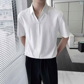 メンズ ファッション トップス カジュアル シャツ ハイエンド 夏 薄氷 半袖 シャツ ライト 大人 洗練 半袖