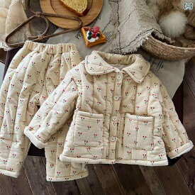 キッズ パジャマ ルームウェア 部屋着 子供 キルティング ホーム 服 セット 冬 韓国 厚手 暖かい 男の子 女の子 赤ちゃん 綿服 アウターウェア