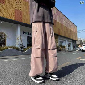 ワイド パンツ フィット アメリカン ストリート 薄手紙 バッグ パンツ ワイド レッグ パンツ カジュアル パンツ メンズ レディース ピンク ローウエスト パンツ