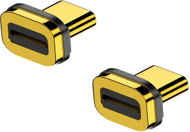 MUXER マグネット式 USB-C アダプタ 専用Type-c端子 タイプc マグネット アダプター 24ピン 磁石 端子 防塵 着脱式（pd高速充電と高速データ転送が可能）MUXERブランドのマグネット式Type-cコンバータにのみ適合します（金色 2個入り）