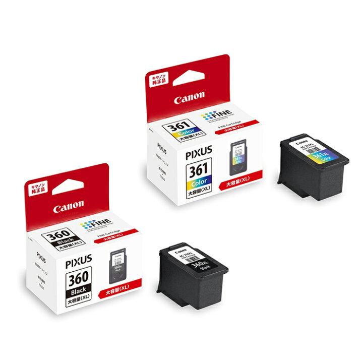 楽天市場】キヤノン 純正インク BC-360XL+BC-361XL 大容量タイプ 各色1  