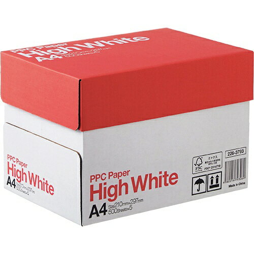コピー用紙 特選普通紙 PPC PAPER High White A4 1箱(2500枚:500枚×5冊) | 226-3793