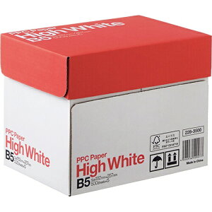 【法人様送り限定価格】コピー用紙 特選普通紙 PPC PAPER High White B5 1箱(2500枚:500枚×5冊) | 228-3500