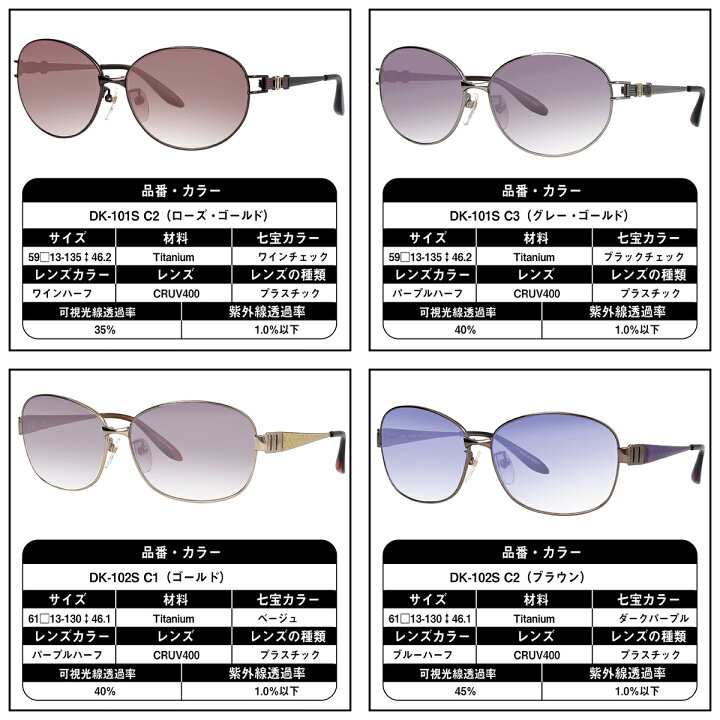 楽天市場】DAKS ダックス サングラス レディース 軽量 チタン CRUV400 