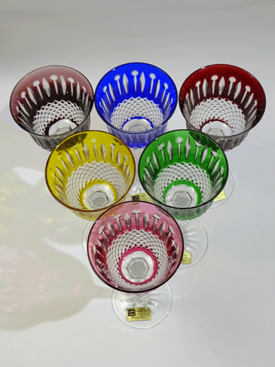 楽天市場】クリスタル・ド・パリ カラーワイングラス6客セットParis  