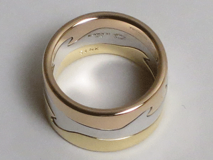 ジョージジェンセン　フュージョンリング　PG Fusion 3 piece ring in 18kt. white gold with brilliant cut