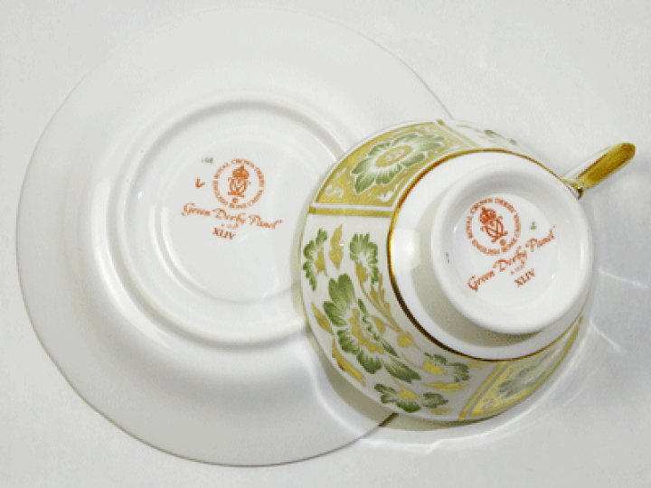 ダービーパネル グリーン ティーカップ＆ソーサー(225-340ml