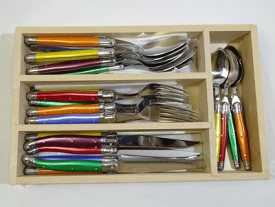 ライヨール ラギオール ディナーカトラリー24ピースセット 木箱入り 6色ミックスカラー 送料込み