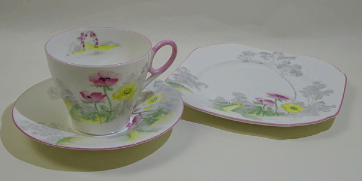 Shelley ティーカップ トリオ 6客セット + プレート 1枚