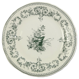 ジアン Les Depareillees Oiseau(鳥柄/グリーン) デザートプレート23.2cm