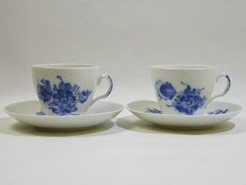 2客セットでお得!ロイヤルコペンハーゲン ブルーフラワープレイン コーヒーカップソーサー 2客セット