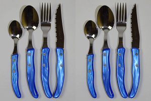 ライヨール(ラギオール) ディナーカトラリー2人用8ピースセット (パールブルー)Claude DOZORME 送料込み