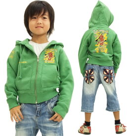 テッドマン キッズ パーカー 子供服 招福お札 tedman エフ商会 TDKP-100 グリーン 新品