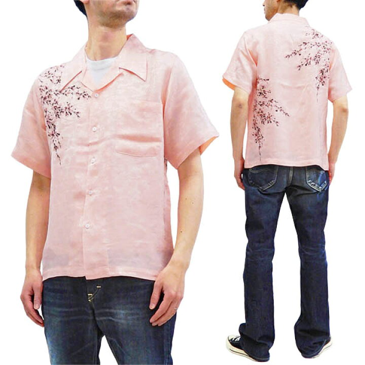 楽天市場】花旅楽団 桜刺繍 ジャガードシャツ SS-001 メンズ レーヨン 
