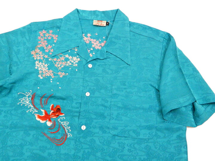楽天市場】花旅楽団 桜金魚刺繍 ジャガードシャツ SS-002 メンズ 
