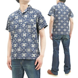 フェローズ 半袖シャツ 22S-PIS1 インディゴ ハワイアン柄 Pherrow's Pherrows メンズ 半袖 オープンカラーシャツ 新品