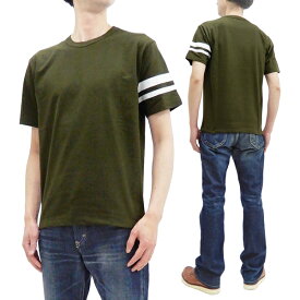 桃太郎ジーンズ Tシャツ MT002 GTB 左袖出陣ライン メンズ 半袖 Tee 半袖Tシャツ OD グリーン 新品