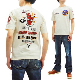 テッドマン Tシャツ TDSS-544 TEDMAN ラッキーデビル 空軍 ミリタリー柄 エフ商会 メンズ 半袖tee オフ白 新品