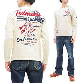テッドマン 長袖Tシャツ TDLS-351 TEDMAN ラッキーデビル TEDMAN'S JEANS エフ商会 メンズ ロンtee オフホワイト 新品