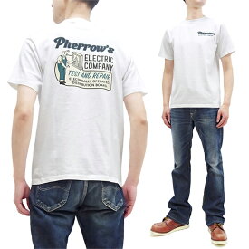 フェローズ Tシャツ PT12 Pherrow's Pherrows アメカジ プリント メンズ 半袖tee 23S-PT12 ホワイト 新品