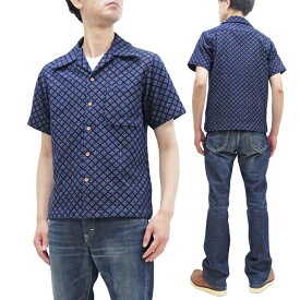 サムライジーンズ 刺子 半袖シャツ SOS23-S01 Samurai Jeans 藍刺子オープンカラーシャツ メンズ 刺し子 半袖 シャツ インディゴ 新品