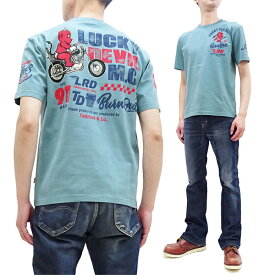 テッドマン Tシャツ TDSS-561 TEDMAN ラッキーデビル バイク柄 エフ商会 メンズ 半袖tee ブルーグリーン 新品