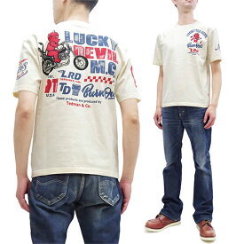 テッドマン Tシャツ TDSS-561 TEDMAN ラッキーデビル バイク柄 エフ商会 メンズ 半袖tee オフホワイト 新品