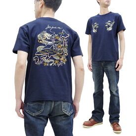 テーラー東洋 Tシャツ TT79215 JAPAN MAP 日本地図 刺繍 スカT メンズ スカTシャツ 半袖Tee 128ネイビー 新品