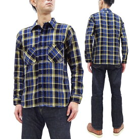 サムライジーンズ 長袖シャツ SIN23-01 Samurai Jeans メンズ チェック ネルシャツ フランネル ロープインディゴヘビーネル ワークシャツ ブルー 新品