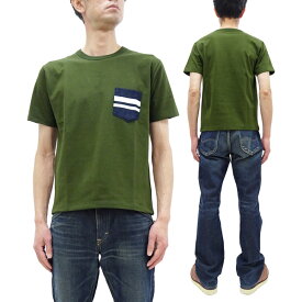 桃太郎ジーンズ Tシャツ MZTS0003 GTBデニムポケットTシャツ メンズ 半袖Tシャツ ポケットTシャツ OD オリーブ 新品