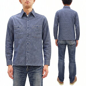 �o�Y���N�\���Y �u���[�V�����u���[ ���[�N�V���c BR25995 (�����Y �����V���c) Buzz Rickson's Blue Chambray Work Shirt (Long Sleeve) �V�i