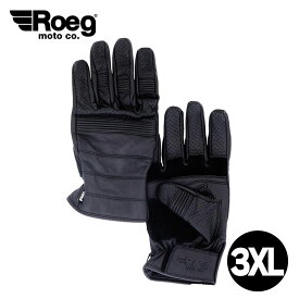 ローグ■ハンク パンチングレザーグローブ ブラック 【3XLサイズ】 Roeg Hank glove BLACK ハーレー