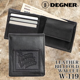 デグナー■2つ折りレザーウォレット ブラック-ブラック W-119 DEGNER LEATHER BILLFOLD WALLET