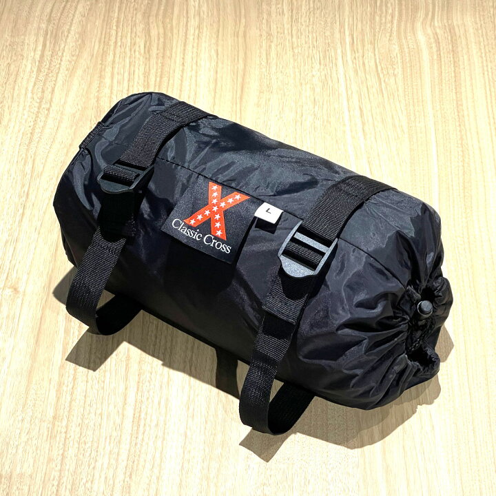 バイカーズレインスーツ Lサイズ 上下セット 耐熱ヒートガード クラシッククロス ブラック 2ライン